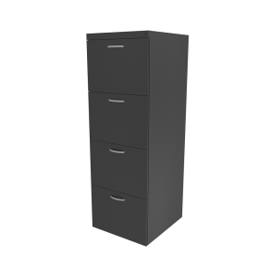 archivador de color gris oscuro con 4 compartimientos