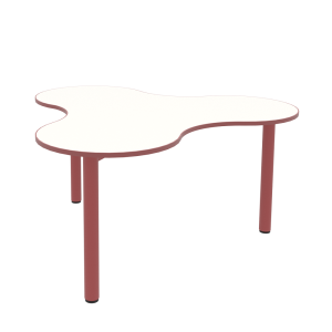 Mesa con superficie de color blanca y patas de color rojo